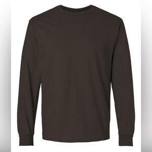 Gildan Ultra cotton long sleeve t-shirt brown‎ chocolate adult Medium NWOT